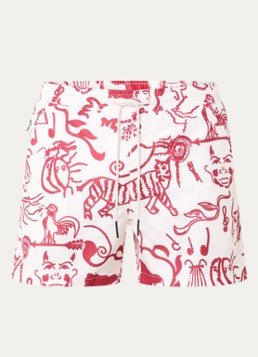 OAS Heren Arcano zwemshorts met grafische print in de kleur Beige, maat: L