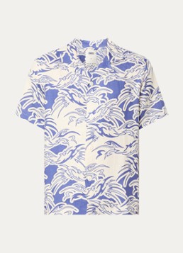 OAS Heren Cuba regular fit overhemd van linnen in de kleur Blauw, maat: L