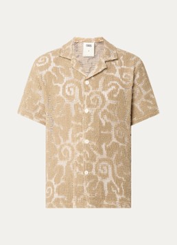 OAS Heren Sunero regular fit overhemd met opengewerkt dessin in de kleur Zand, maat: XL