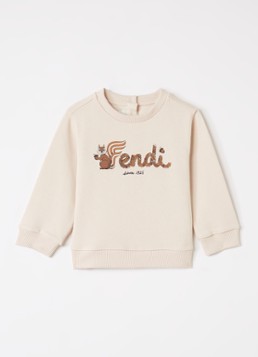 Fendi Meisjes Sweater met logoprint in de kleur Creme, maat: 36M=92