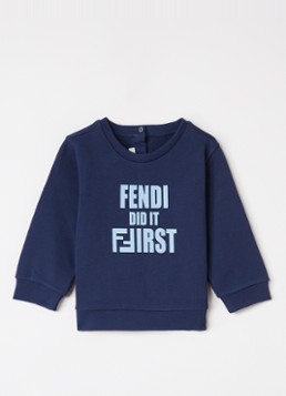 Fendi Jongens Sweater met logoprint in de kleur Donkerblauw, maat: 24M=86