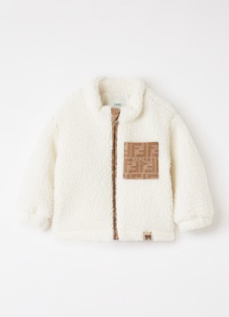 Fendi Meisjes Jack van teddy met logoborduring in de kleur Gebroken wit, maat: 12M=74