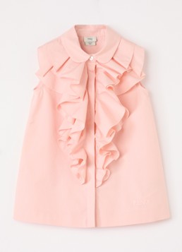 Fendi Meisjes Mouwloze blousejurk met ruches in de kleur Zalmroze, maat: 12M=80
