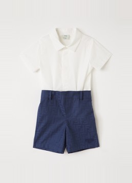 Fendi Jongens Playsuit met logoprint in de kleur Donkerblauw, maat: 12M=80