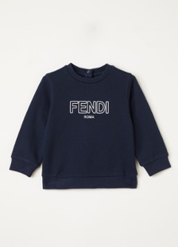 Fendi Jongens Sweater met logo in de kleur Donkerblauw, maat: 6M=68