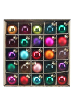 Gisela Graham Mini kerstballen 3,5 cm set van 25 Multicolor - Deal