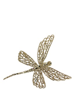 Gisela Graham Libelle kerstornament met clip 13,5 cm Goud - Deal