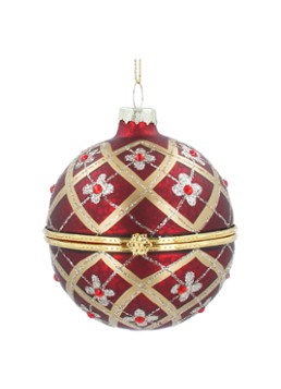 Gisela Graham Fabergé kerstbal 8 cm Rood - Deal