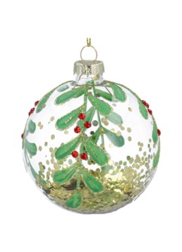 Gisela Graham Confetti & Bessen kerstbal 8 cm Transparant - Deal