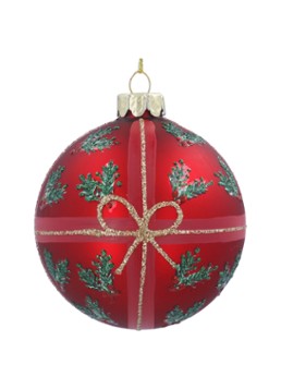 Gisela Graham Nostalgia Holly kerstbal 8 cm Rood - Deal