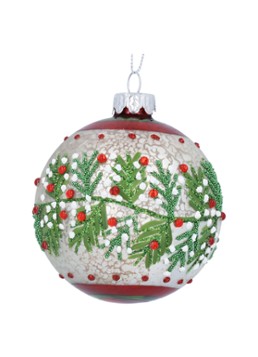 Gisela Graham Antique kerstbal 8 cm Wit