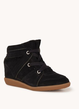 Isabel Marant Dames Bobby sneakerwedge van kalfssuède in de kleur Zwart, maat: 36