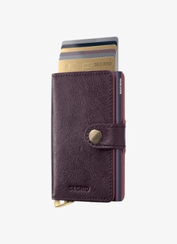 Secrid Miniwallet+ pasjeshouder van leer Aubergine - Deal