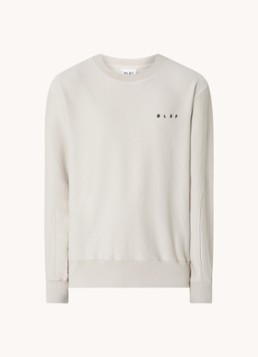 OLAF Heren Face sweater met logo- en backprint in de kleur Lichtgrijs, maat: L