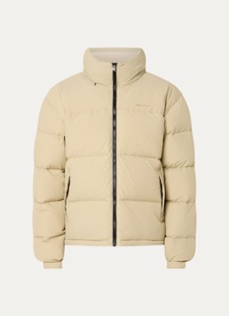 OLAF Heren Puffer jack met ritszakken en opbergbare capuchon in de kleur Beige, maat: M