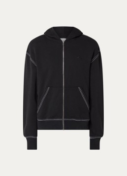 OLAF Heren Sweatvest met capuchon en logo in de kleur Zwart, maat: XL