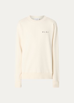 OLAF Heren Crafted Face sweater met logo- en backprint in de kleur Ivoor, maat: M