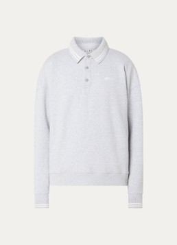 OLAF Heren Sweater met polokraag en logoborduring in de kleur Grijsmele, maat: S