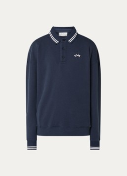OLAF Heren Sweater met polokraag en logoborduring in de kleur Donkerblauw, maat: S