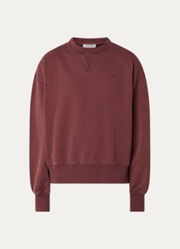 OLAF Heren Sweater met logoborduring in de kleur Steenrood, maat: XS