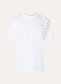 OLAF Heren Brushstroke T-shirt met logo- en backprint in de kleur Wit, maat: S