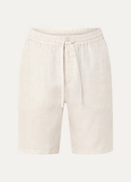OLAF Heren Straight fit korte broek in linnenblend met steekzakken in de kleur Creme, maat: L