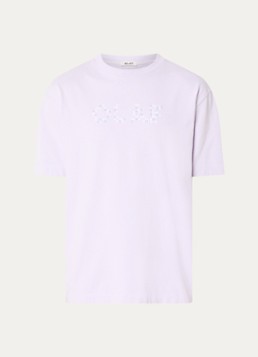 OLAF Heren T-shirt met logoprint in de kleur Paars, maat: XL