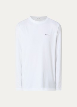 OLAF Heren Broken Plate long sleeve met logo- en backprint in de kleur Wit, maat: XL