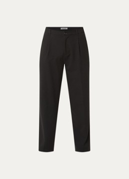 OLAF Heren Straight fit pantalon in wolblend met steekzakken in de kleur Zwart, maat: M