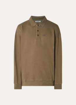OLAF Heren Signature oversized sweater met polokraag en logoborduring in de kleur Lichtbruin, maat: M