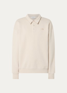 OLAF Heren Signature sweater met polokraag en logoborduring in de kleur Beige, maat: XS
