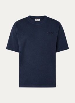OLAF Heren T-shirt met logoborduring in de kleur Donkerblauw, maat: S