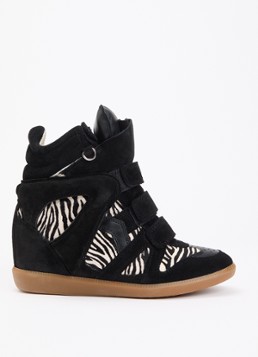 Isabel Marant Dames Bekett Ring sneakerwedge van suède met details van ponyhair in de kleur Zwart, maat: 41