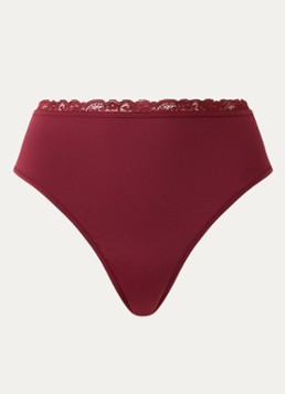 Marlies Dekkers Dames String met overlay van mesh in de kleur Bordeauxrood