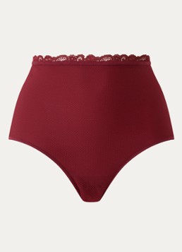 Marlies Dekkers Dames High waisted slip met overlay van mesh in de kleur Bordeauxrood