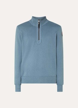 Parajumpers Heren Trui met logo en halve rits in de kleur Staalblauw, maat: XS