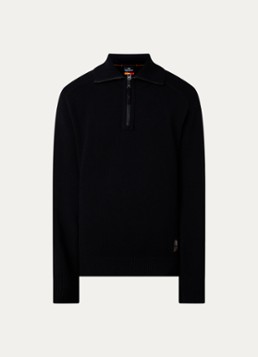 Parajumpers Heren Caldonazzo fijngebreide trui in wolblend met halve rits in de kleur Zwart, maat: XL