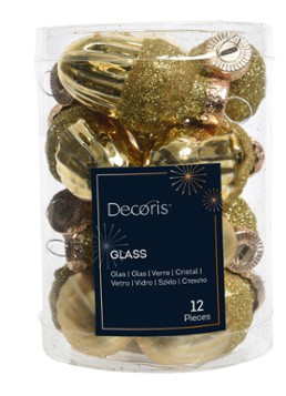 Decoris Eikel kersthanger 4 cm set van 12 Goud - Deal