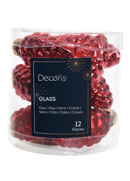 Decoris Dennenappel kersthanger 6 cm set van 12 Rood - Deal