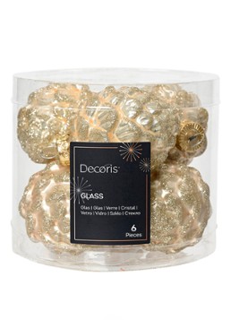 Decoris Dennenappel kersthanger 7 cm set van 6 Goud - Deal