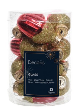 Decoris Eikel kersthanger 4 cm set van 12 Rood - Deal