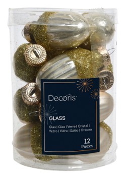 Decoris Eikel Parel kersthanger 4 cm set van 12 Parelmoer