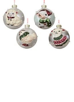 Decoris Dieren kerstbal 8 cm Wit