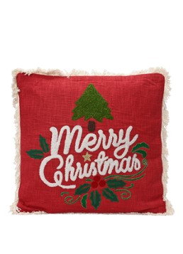 Decoris Merry Christmas sierkussen 45 x 45 cm Rood - Deal