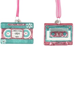 Decoris Cassette kersthanger 9 cm Roze - Deal