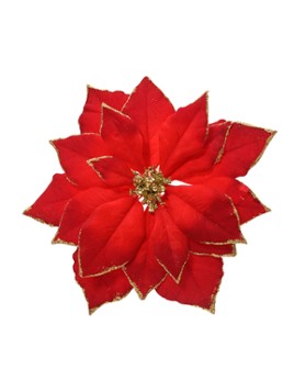 Everlands Poinsettia ornament op clip 24 cm Rood - Deal