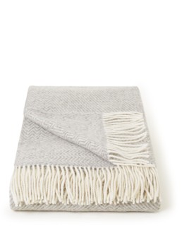 Røros Tweed Kattefot plaid van lamswol 220 x 140 cm Lichtgrijs - Deal
