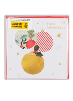 MAP Publishing Amnesty International Kerstbal kerstkaart - set van 8 inclusief enveloppen Multicolor - Deal
