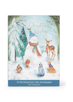 Art Group Diertjes in het bos kerstkaart - 2 designs - set van 10 inclusief enveloppen Blauw - Deal