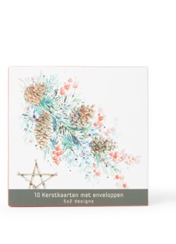 Art Group Kersttakken kerstkaart - 2 designs - set van 10 inclusief enveloppen Wit - Deal